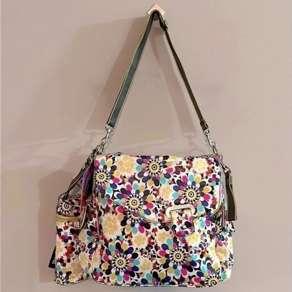 KALECOM LAMINATED PETAL OZZ Baby Diaper BAG 4 pc floral NWT multi-color NWT